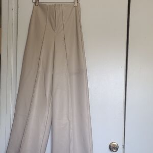 Fashion Nova Cream Leather Wide Leg Pants Size Medium
